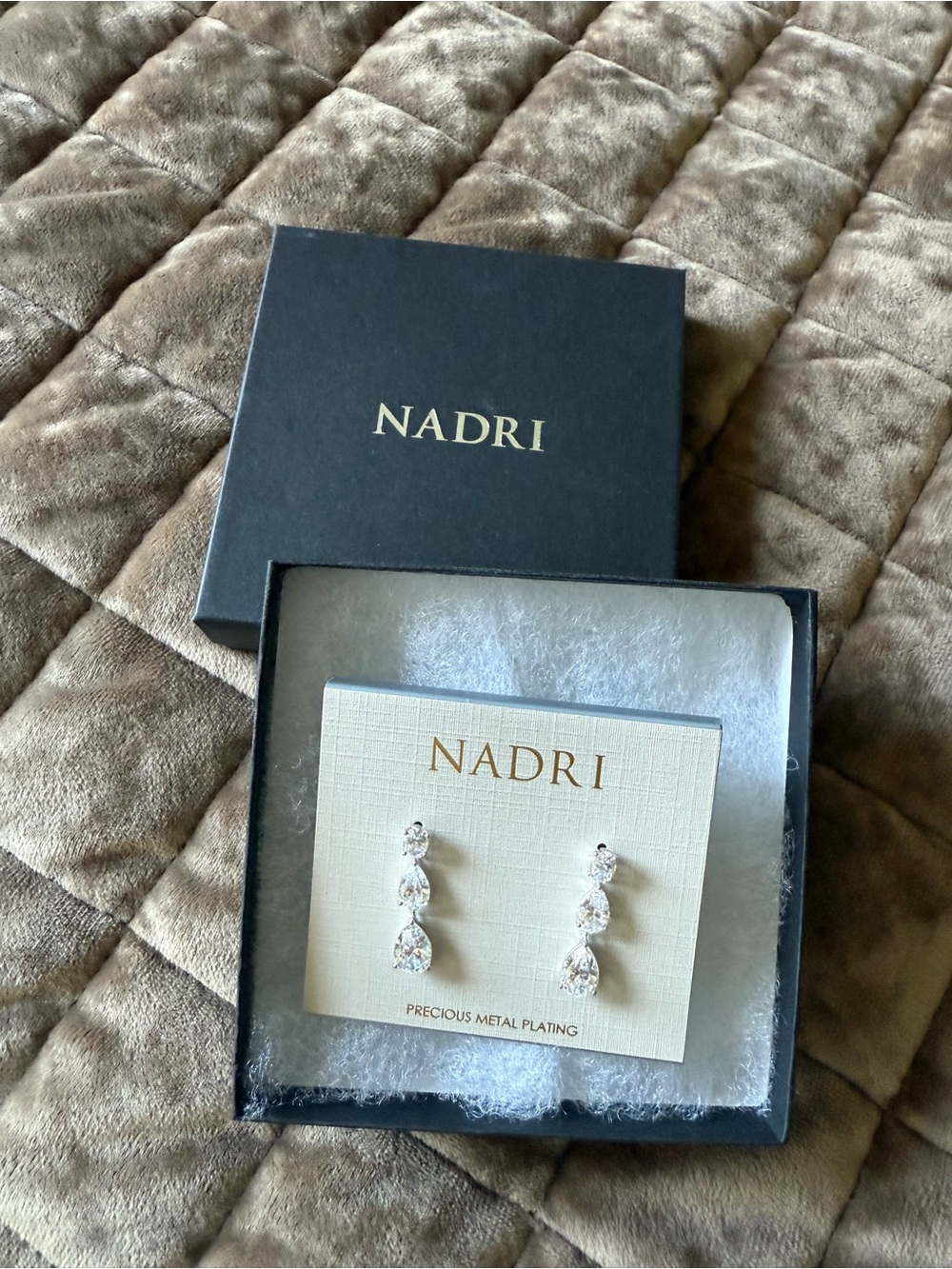 Nadri Silver Crystal Drop Earrings - Clear/Silver